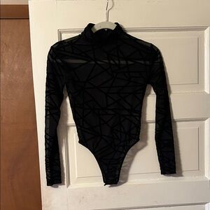 Chic Black Geometric Bodysuit